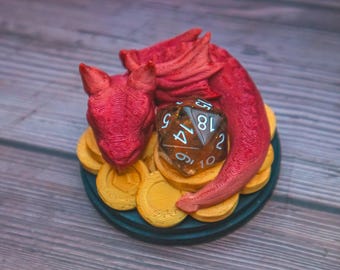 Baby Dragon D20 Dice Holder: DnD TTRPG 3D print Guardian Jail small gift