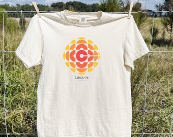 CBC Circa 74 T-Shirt Cotton Shirt: Vintage CBC Canada Logo Tee | Retro Canadian Broadcasting Shirt