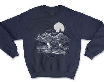 Vintage style Canada Loon Sweater, Nature Retro style sweater, Vintage Crewneck, Explore Canada Loon Unisex Sweater, Gifts for Her or Him