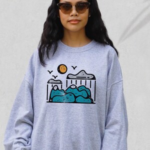 Rainy Day Mountain Tops Classic Unisex Crewneck Sweatshirt Aesthetic Boho Retro Vintage Sweatshirt Oversized Retro Graphic Boho Grunge