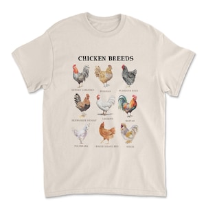 Vintage Chicken Breeds T-Shirt: Unisex Cotton Farm Animal Tee,