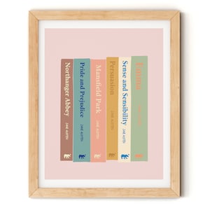 Jane Austen Book Stack Print: Book Lover Gift