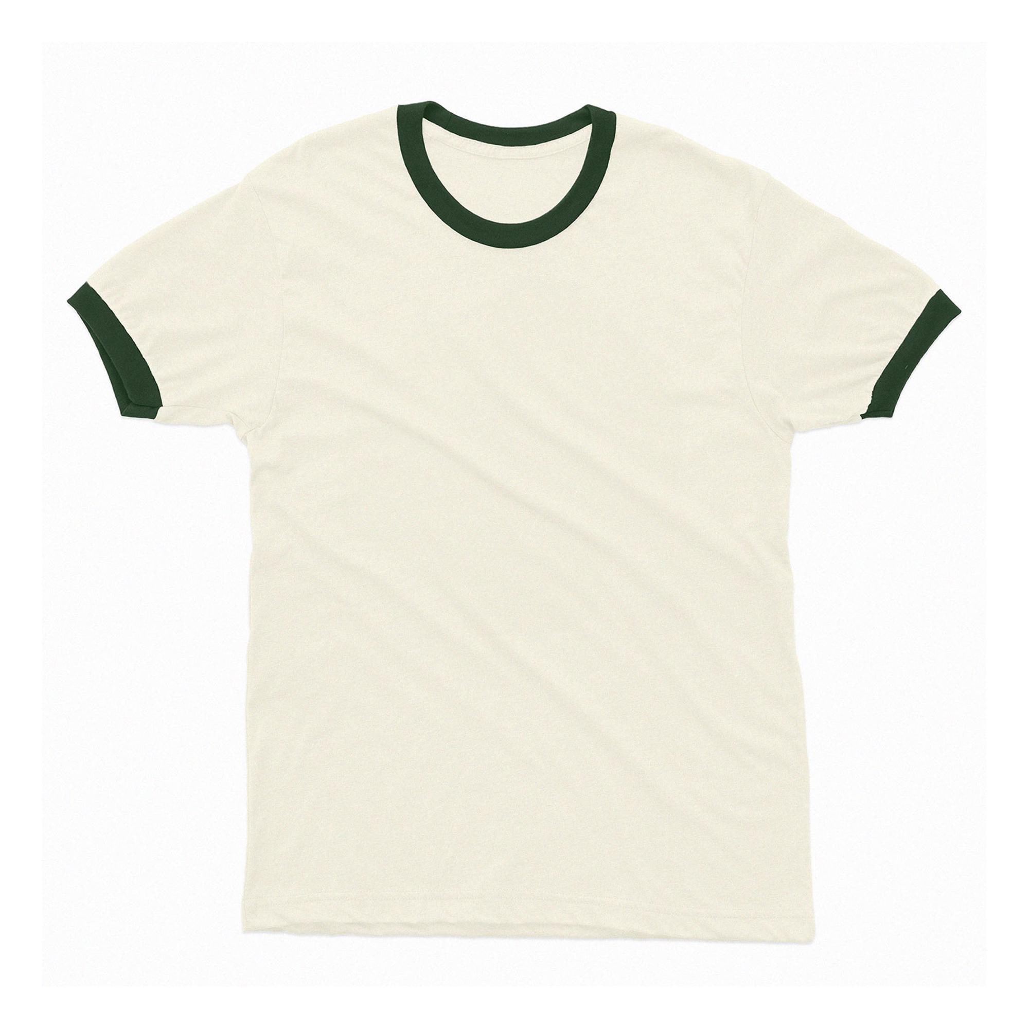 Retro Ringer Tee: Natural With Forest Green Trim - Etsy
