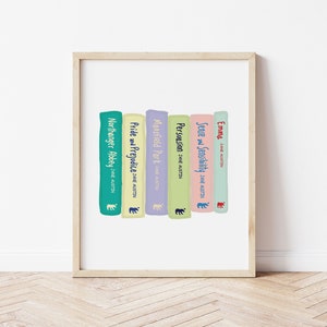 Jane Austen Book Stack Print: Literary Wall Art