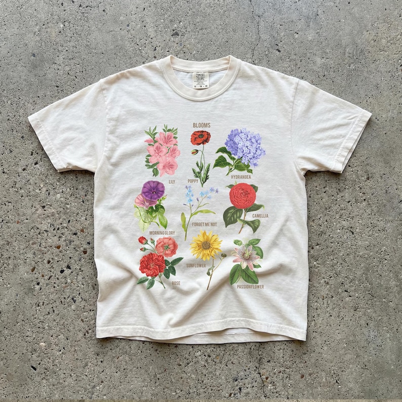 Blooms Flower Graphic Heavy Cotton Tee: Comfort Colors Floral Outdoorsy Tees image 3