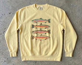 Rainbow Trout Sweatshirt: Vintage Comfort Colors Fishing Lovers Wildlife Graphic Tee