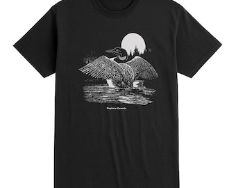 Vintage Style Loon T-Shirt: Canada Wilderness Cotton Crewneck,