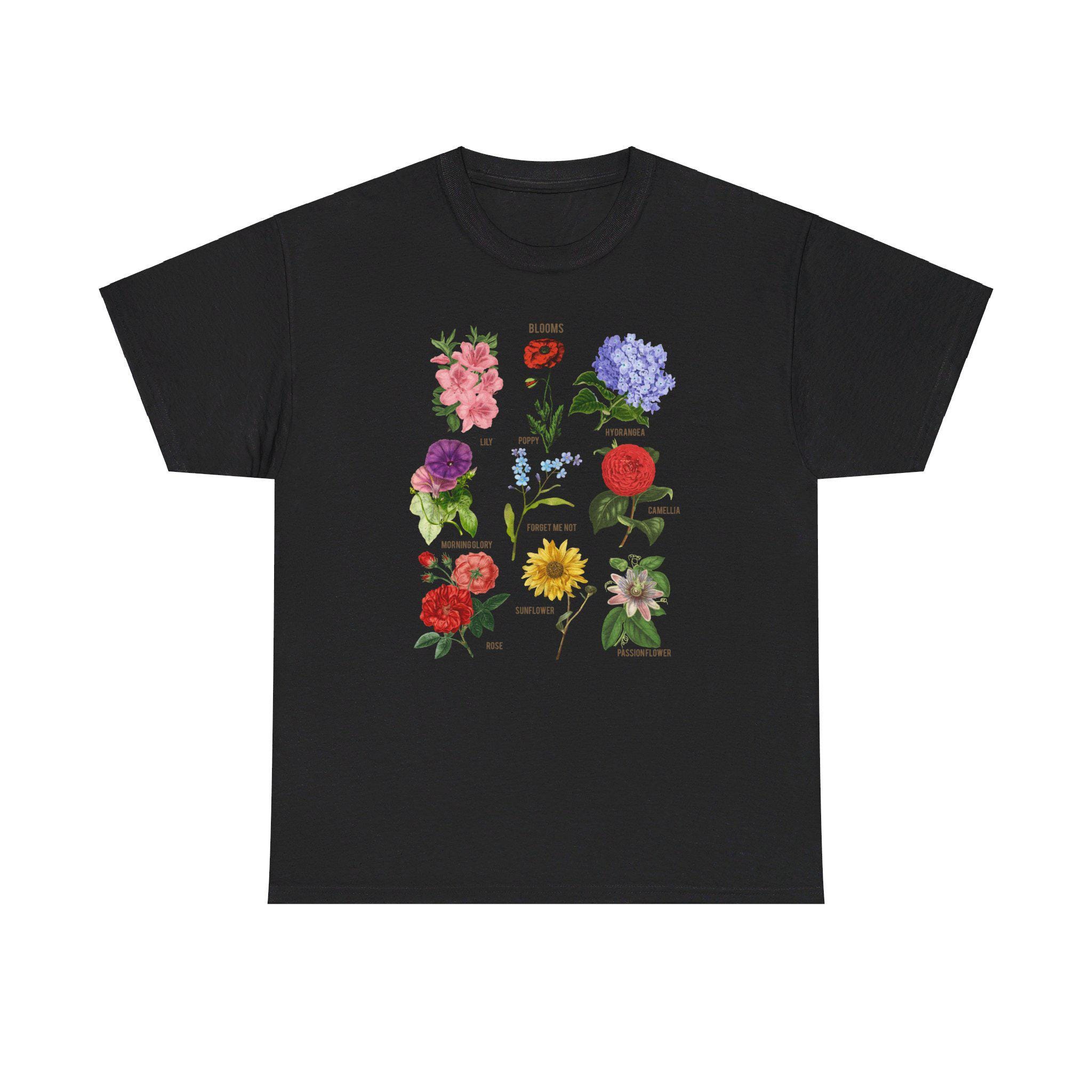 Language of Flowers Cotton Tee, Botanical Chart Shirt - Etsy