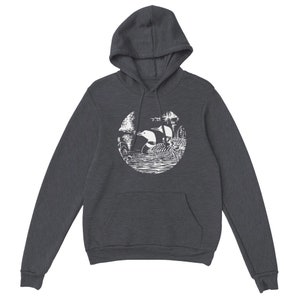 Vintage Loon Pullover Hoodie: Unisex Retro Nature Sweater image 7