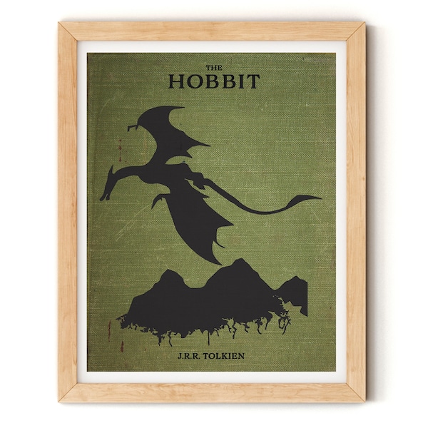 The Hobbit Poster - Book Cover Poster - Lord of the Rings Poster  - Tolkien  - Literary Gifts  - Literary Prints, Gifts for Her or Him