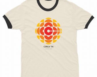 CBC 1974 Logo Ringer Tee: Retro Canadian Broadcasting T-Shirt