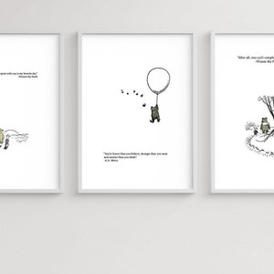 Chambre d'enfant Winnie l'ourson, lot de 3, bébé Winnie l'ourson, citation Winnie l'ourson, carte Winnie l'ourson, cadeaux pour elle ou lui