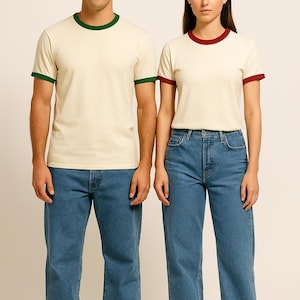Camiseta retro Ringer: algodón suave, corte unisex - Estilo vintage