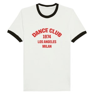 Camiseta Ringer de Dance Club 1974: Camiseta con gráfico retro