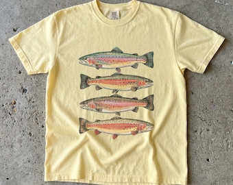 Rainbow Trout Heavy Cotton Tee: Comfort Colors Fishing Outdoorsy Tees