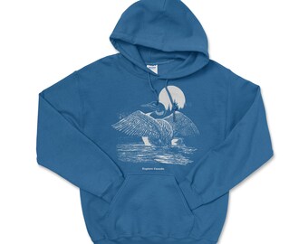Vintage Style Loon Hoodie: Unisex Canada Bird Pullover