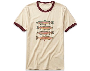 Rainbow Trout Ringer T-Shirt | Vintage Fishing Tee