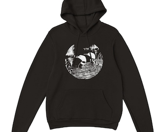 Vintage Loon Graphic Pullover Hoodie: Retro Nature Apparel