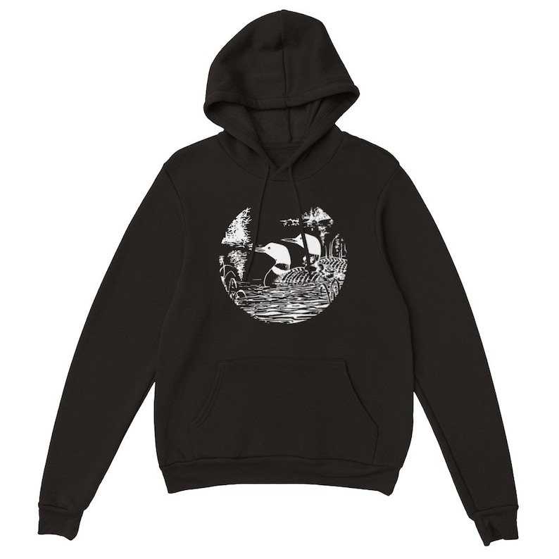 Vintage Loon Pullover Hoodie: Unisex Retro Nature Sweater image 2