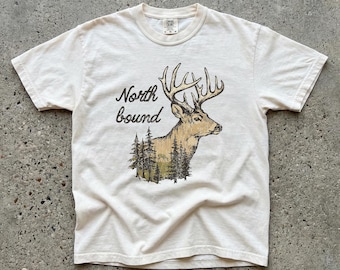 Outdoorsy Nature Deer T-Shirt: Vintage Nature Graphic Tee | Comfort Colors Outdoors Shirt