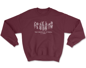 Narnia Books Illustration Crewneck: Bookish Line Art Sweater