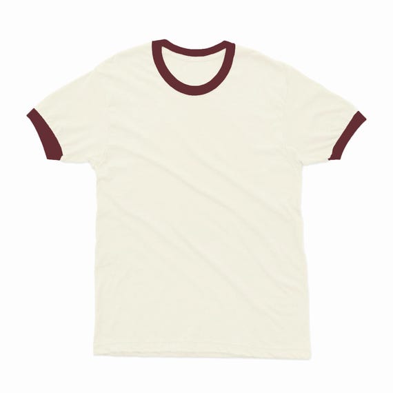 Retro Ringer Tee: Natural With Forest Green Trim - Etsy
