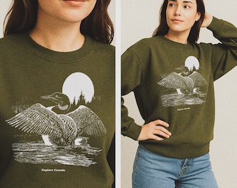 Vintage Style Canada Loon Crewneck Sweater - Retro Nature Design