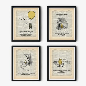 Belles impressions de fond de style antique pour chambre d'enfant Winnie l'ourson, bébé Winnie l'ourson, citation de Winnie l'ourson, cadeau carte Winnie l'ourson