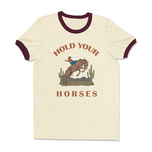 Retro Rodeo Ringer Tee: Cowboy Graphic Unisex T-Shirt