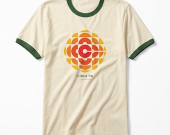 CBC 1974 Logo Ringer Tee: Retro Canadian Broadcasting T-Shirt