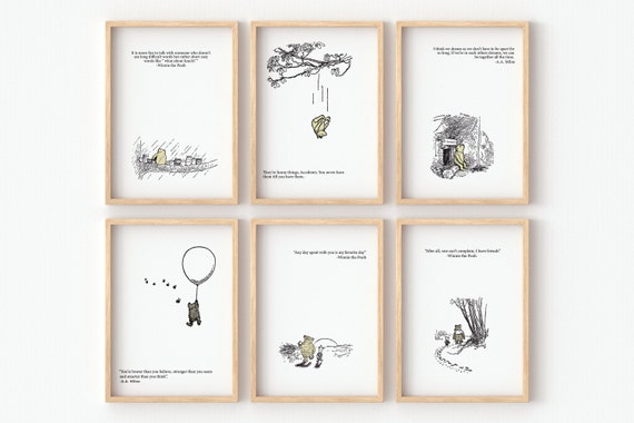 Winnie the Pooh Nursery Prints Set: Archival Matte Art (Digital or Shipped)