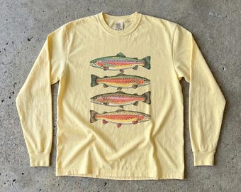 Rainbow Trout Long Sleeve Shirt: Vintage Fishing Lovers Wildlife Graphic Tee