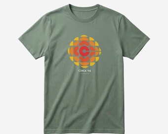 Circa 1974 CBC Logo Tee: Vintage Canadian Television T-Shirt, Made in Canada Organic Cotton