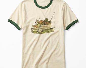 Frog and Toad Ringer Tee: Retro 90s Graphic, Soft Cotton Unisex Fit