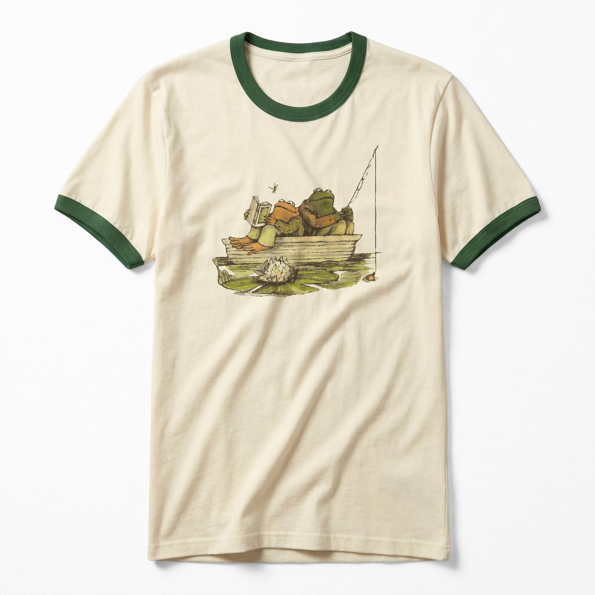 Frog and Toad Ringer Tee: Retro 90s Graphic, Soft Cotton Unisex 