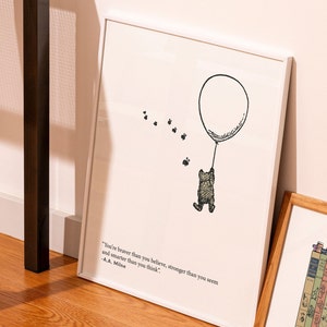 Impression d'art minimaliste pour chambre d'enfant Winnie l'ourson, impression de chambre de bébé Winnie l'ourson, cadeau Winnie l'ourson, carte Winnie l'ourson, Winnie l'ourson