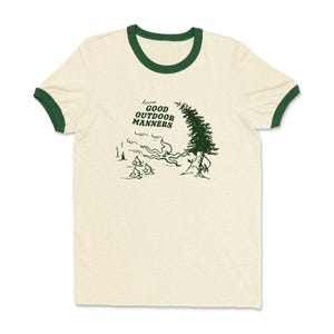 Retro Graphic Ringer T-shirt: Forest Fire Good Manners