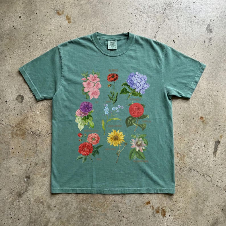 Blooms Flower Graphic Heavy Cotton Tee: Comfort Colors Floral Outdoorsy Tees image 2