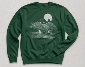 Vintage Loon Graphic Crewneck Sweater | Retro Canadian Apparel