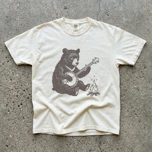 Banjo Bear Comfort Colors Tee: Campfire Bear Shirt