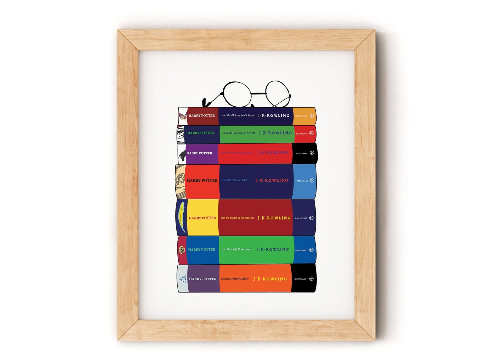 Harry Potter Book Spine Art Print Printable Full Color Harry | Etsy