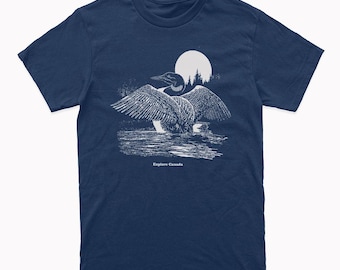 Common Loon T-Shirt: Explore Canada Nature Tee - Unisex Cotton,