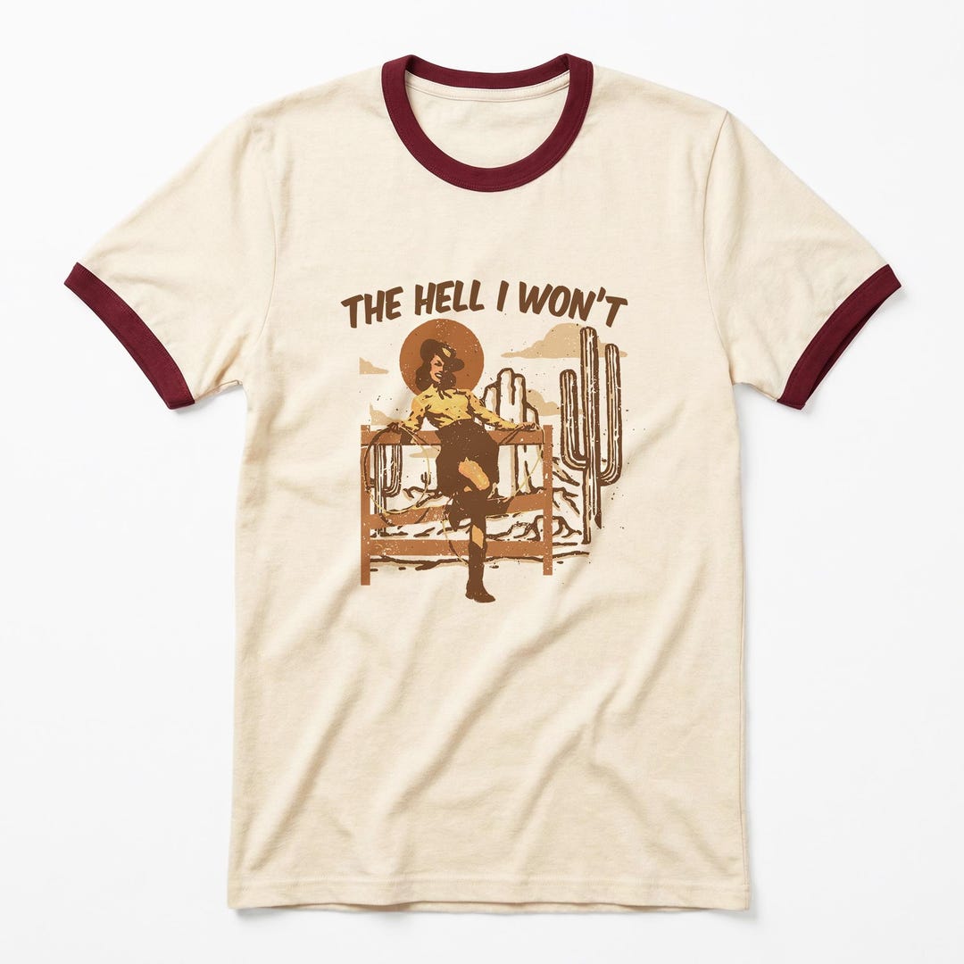 Retro Cowgirl Ringer Tee: 