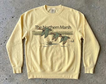 Northern Marsh Sweatshirt: Vintage Comfort Colors Water Fowl Wildlife Graphic Sweater