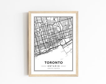 Map Of Toronto, Toronto Map Print, Black And White Map, Canadian City Map, Gifts for Her or Him