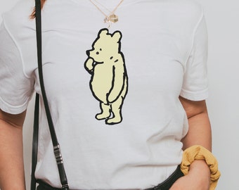 Sweat Shop Free Minimalist Winnie The Pooh Unisex Tshirt, Pooh Bear T-shirt gift idea, Winnie The Pooh Bookish Gift Idea