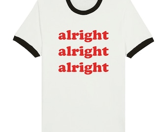 Alright Ringer T-Shirt, Unisex Retro Graphic Tee