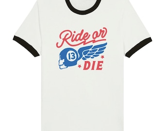 Ride or Die Ringer Tee: Retro Graphic Unisex Ringer T-Shirt