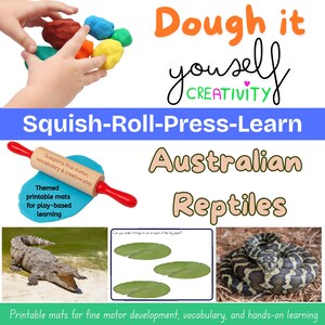 Australiska reptiler Playdough-mattor, sensoriskt lärande (utskrivbar PDF)