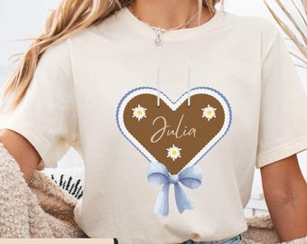 Oktoberfest T-Shirt für Frauen personalisiert, Oktoberfest 2026 Shirt, Oktoberfest Kleidung, Bayern T Shirt, Trachten Dirndl Shirt mit Herz